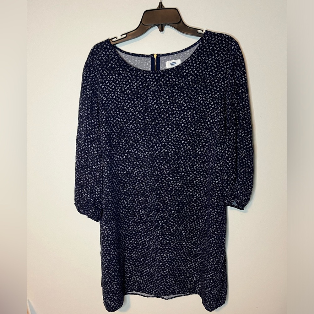 Old navy size xl navy blue tiny floral print dress/tunic